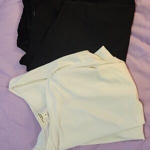 Lot Of 2 Max Studio White and Black Drape Neck Tops, Size M